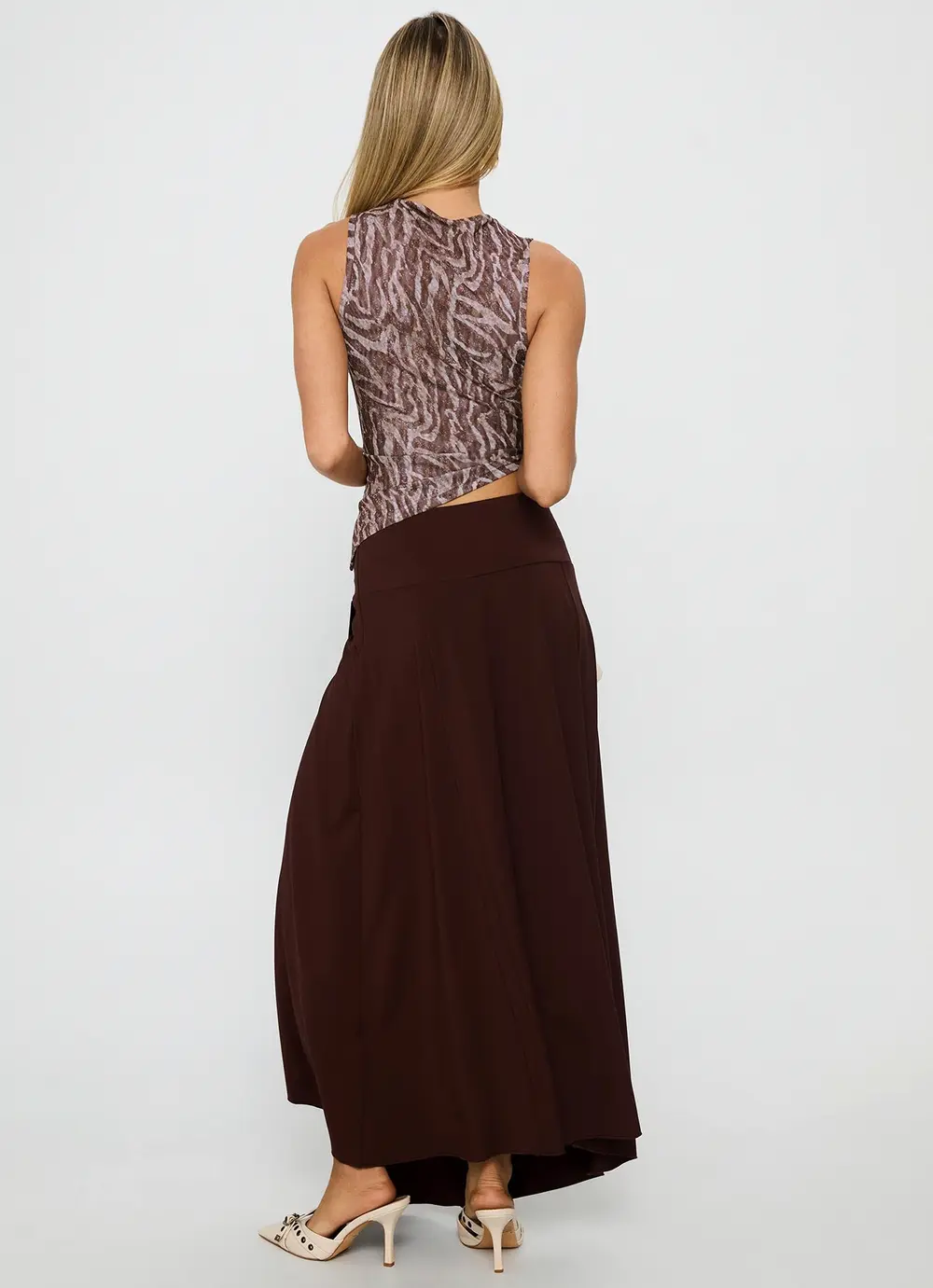 Nola Hardware Slit Maxi Skirt Brown