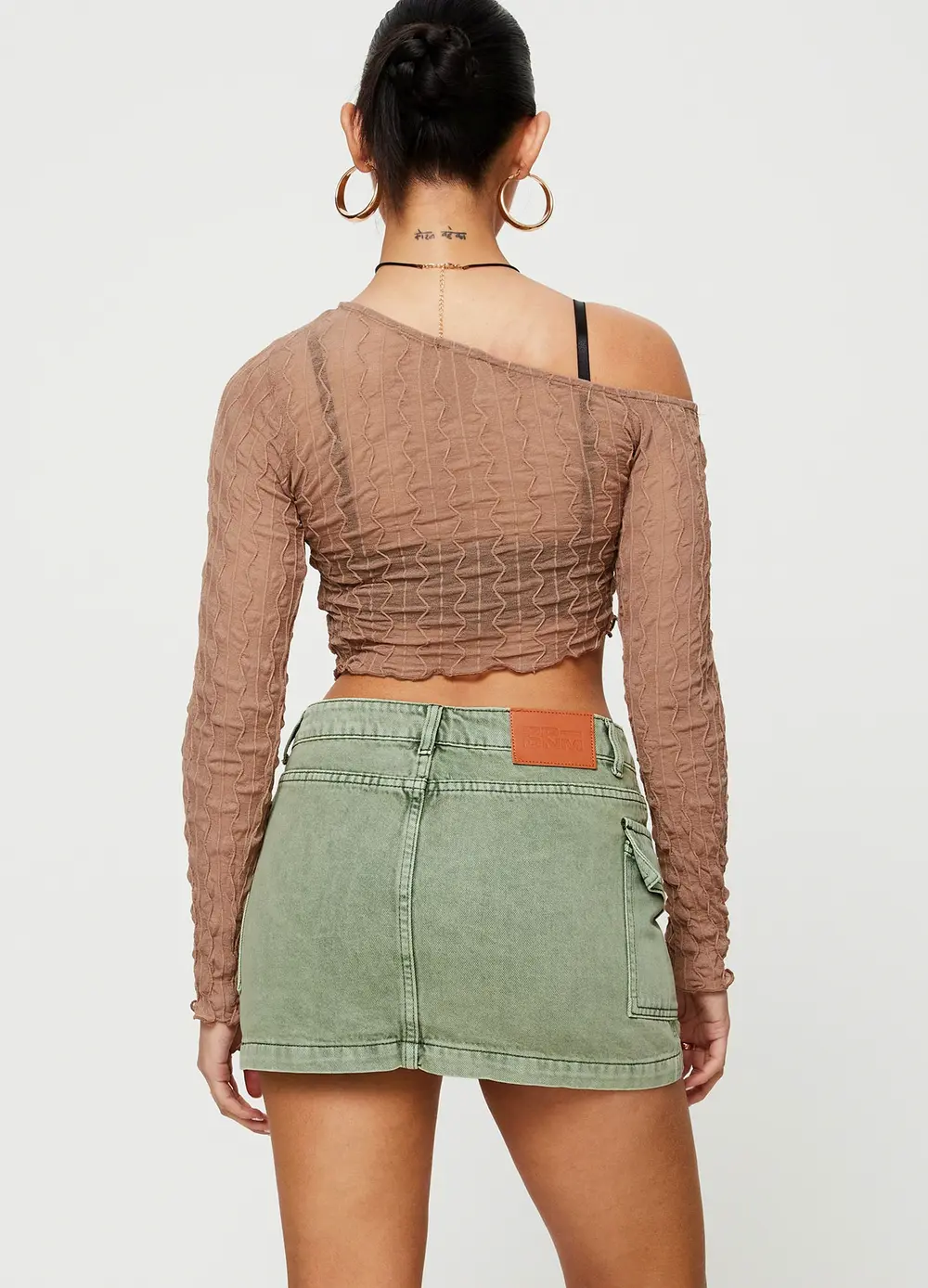 Zakai Cargo Denim Mini Skirt Green