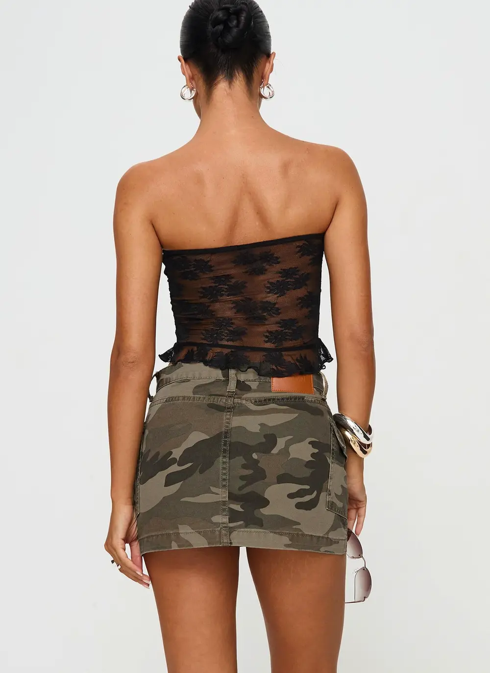 Zakai Cargo Denim Mini Skirt Camo