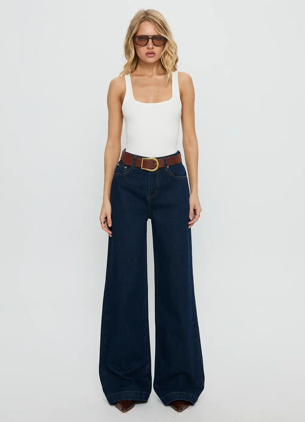 Goldie High Rise Wide Leg Jeans Indigo