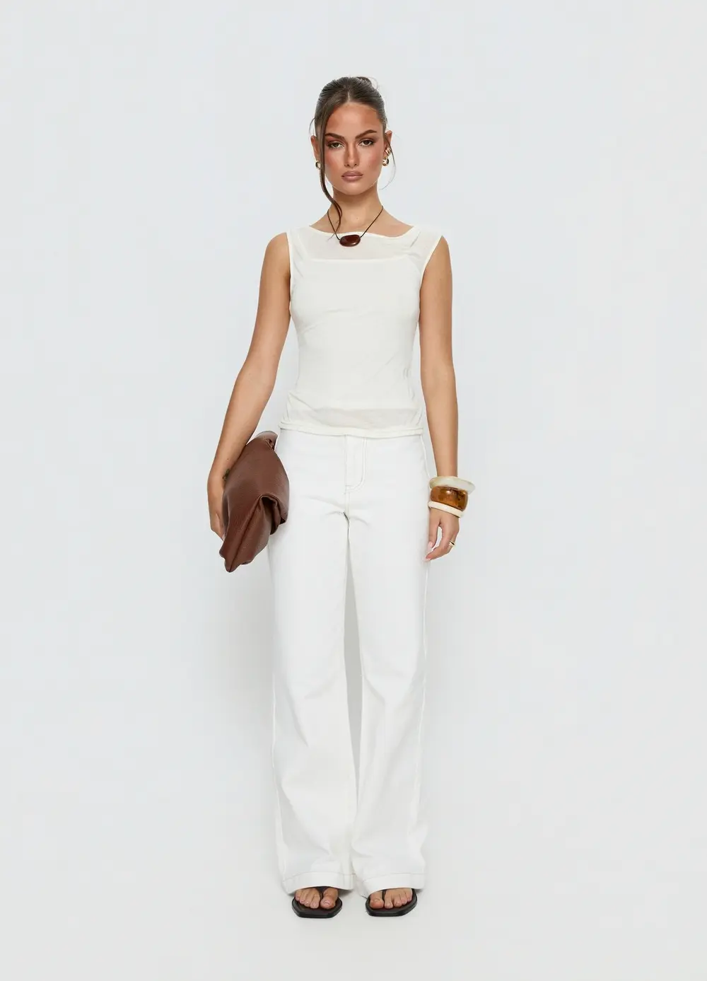 Buenos No Waist Low Rise Straight Leg Jeans White