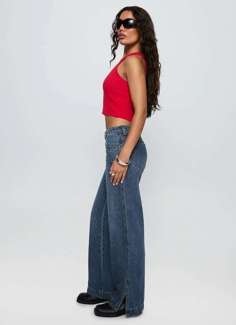 Dog Days Mid Rise Straight Leg Jeans Dark Blue Wash