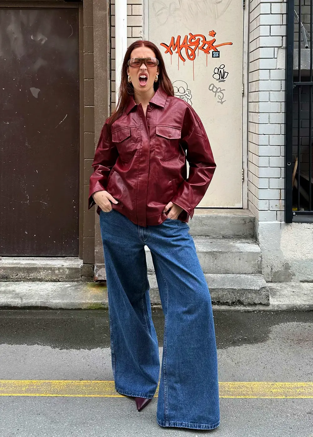 Ramos Low Rise Wide Leg Jeans Mid Blue Wash