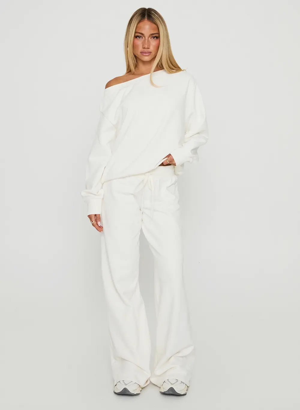 Dodie Wide Leg Pants Washed White