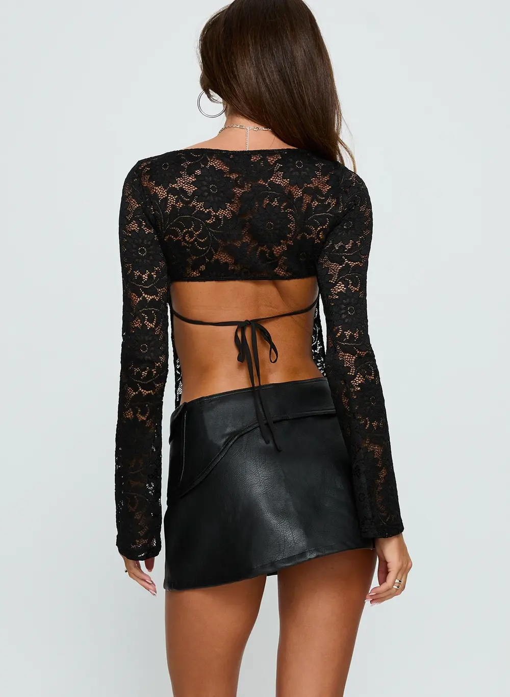 Sonic Sound Faux Leather Cargo Mini Skirt Black