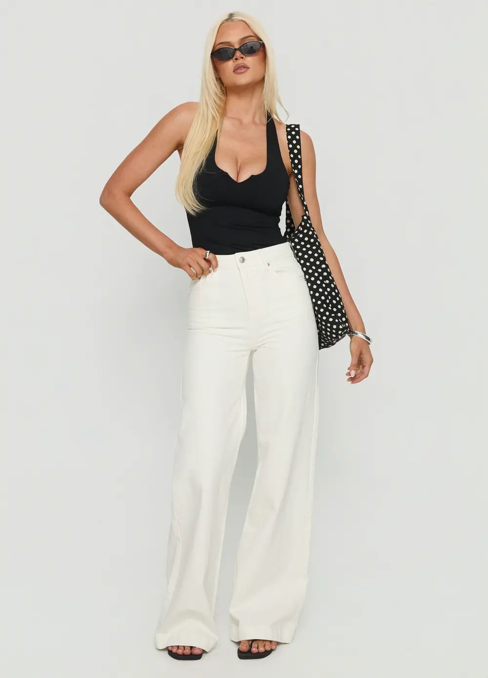 Goldie High Rise Wide Leg Jeans White