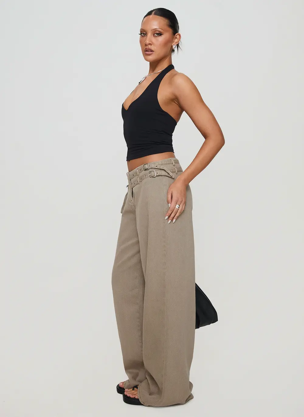 Paltrow Mid Rise Wide Leg Cargo Jeans Washed Brown