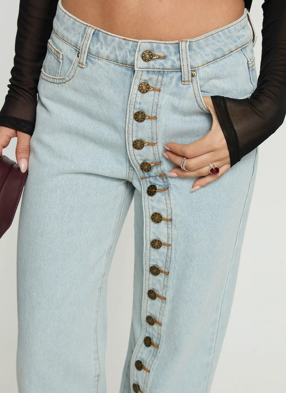 Penny Mid Rise Straight Leg Jeans Light Denim