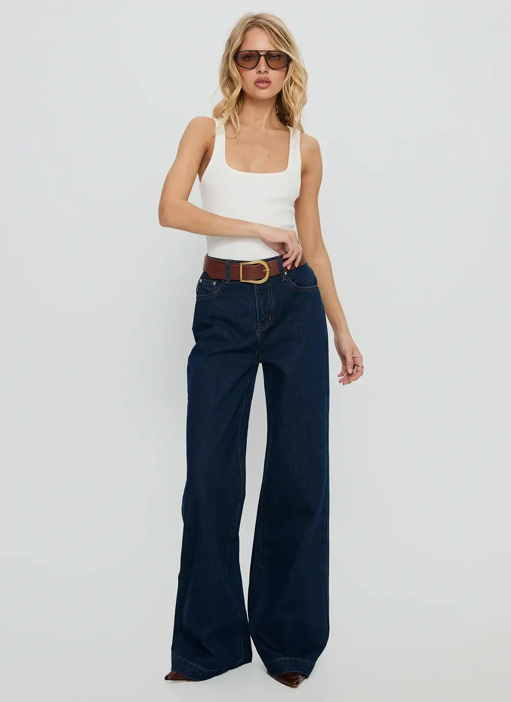 Goldie High Rise Wide Leg Jeans Indigo