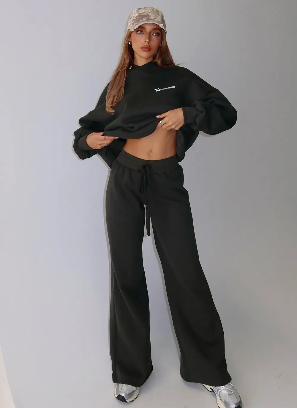 Princess Polly Stargirl Wide Leg Sweat Pants Charcoal