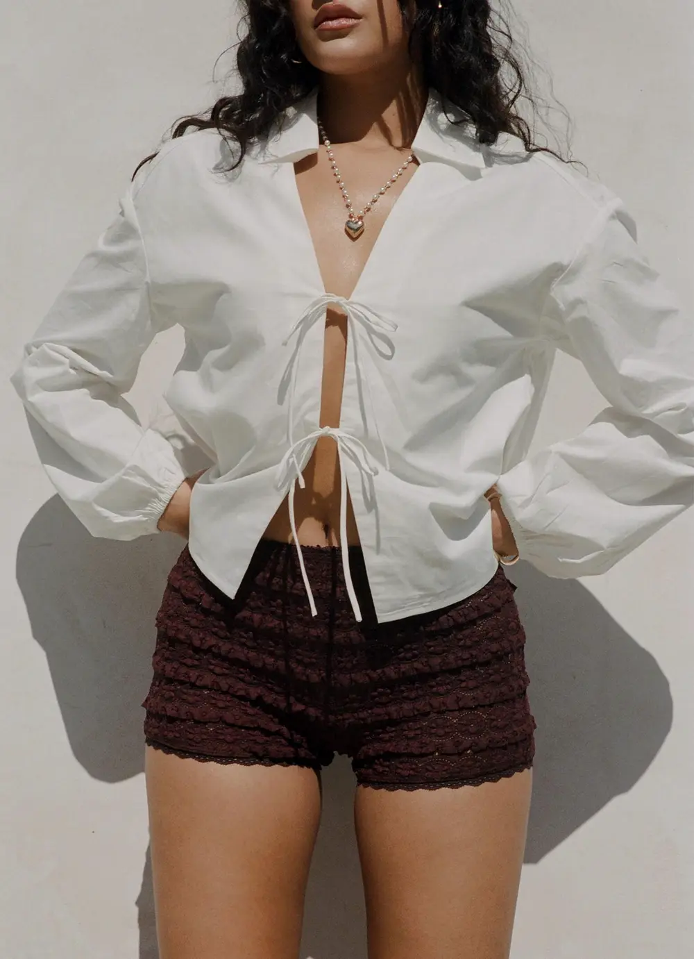 Angelis Lace Shorts Chocolate