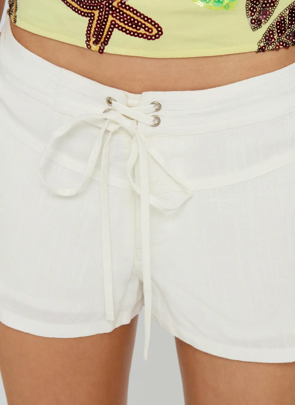 Maesie Tie Up Shorts White