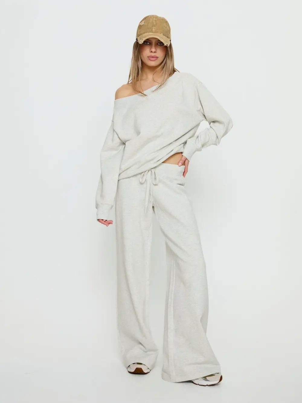 Wellness Off the Shoulder Jumper Grey Marle