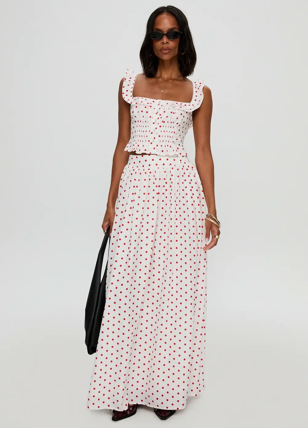 Valerio Maxi Skirt White / Red