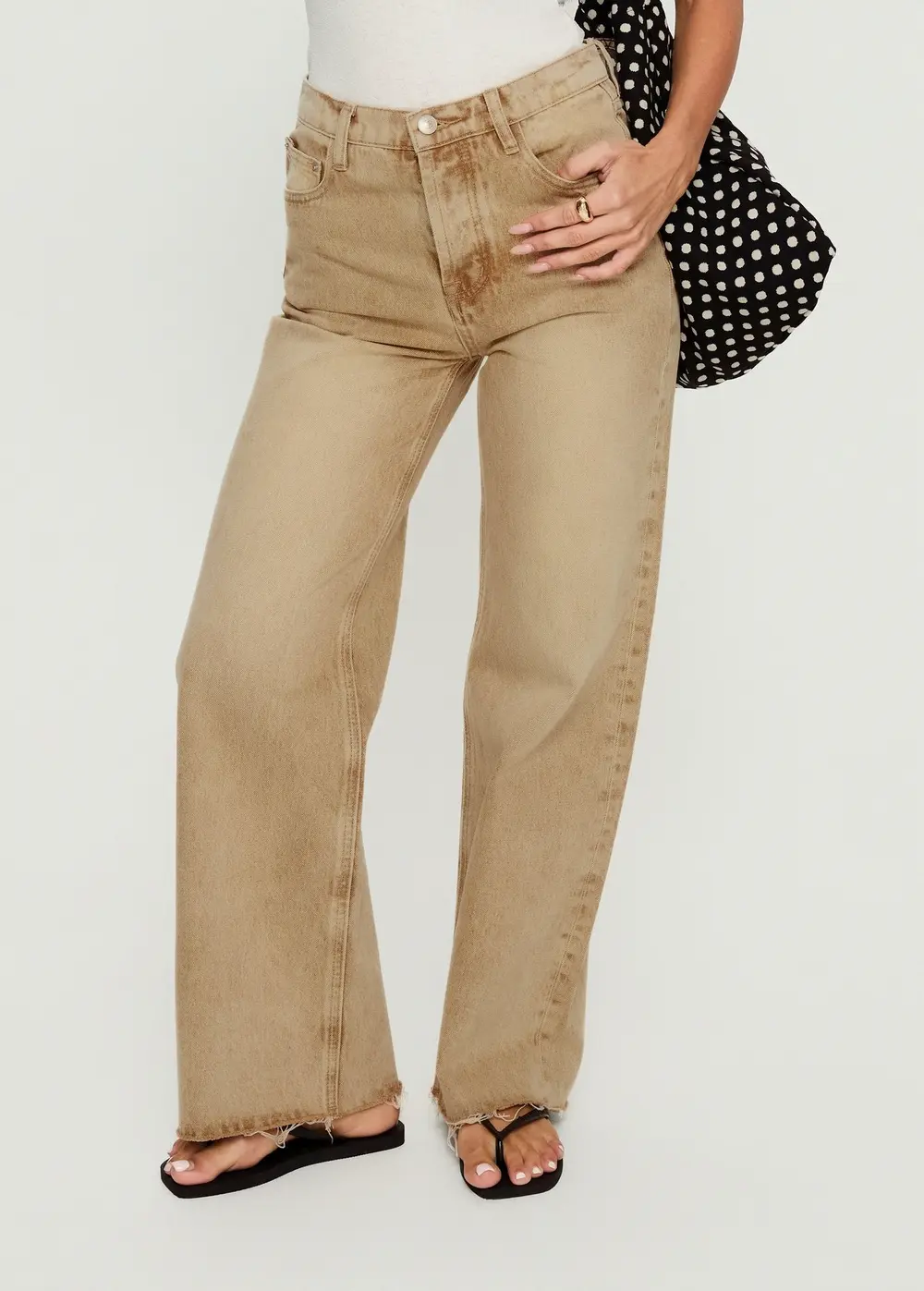 Fawcett High Rise Straight Leg Jeans Tan