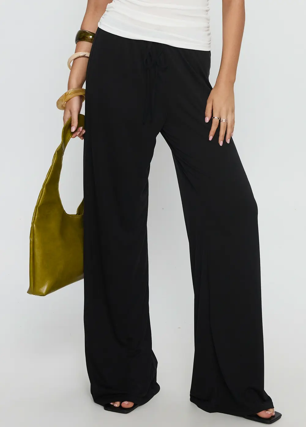 Gavrielle Jersey Wide Leg Pants Black