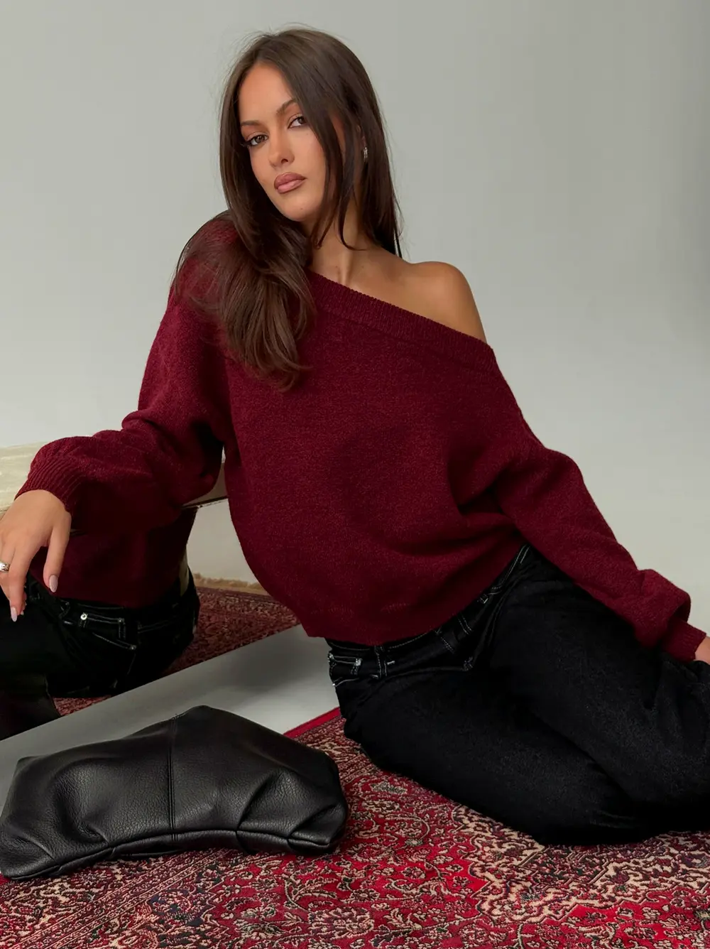 Noble Off The Shoulder Sweater Red