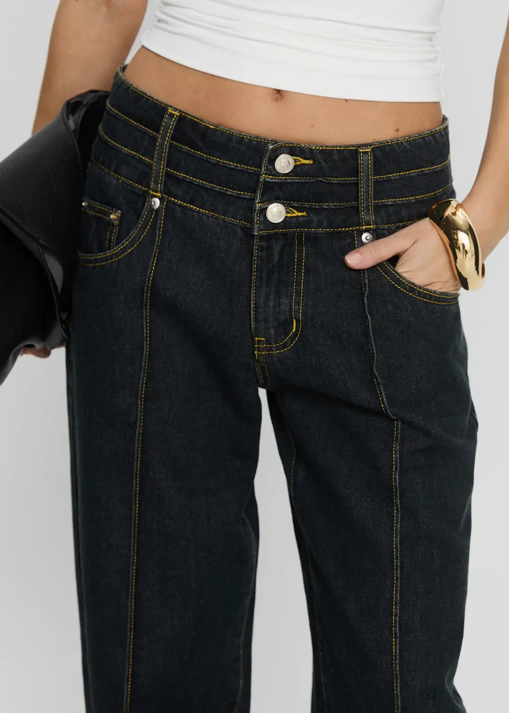 Hannalee Low Rise Wide Leg Jeans Grunge Wash