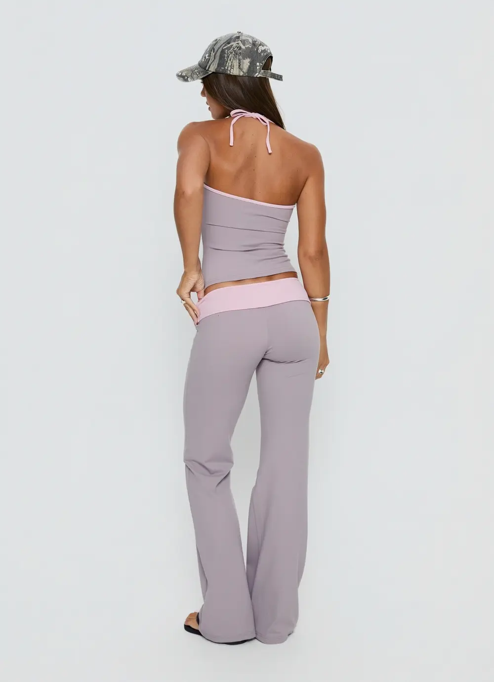 Kobee Jersey Flare Pants Slate / Dusty Pink