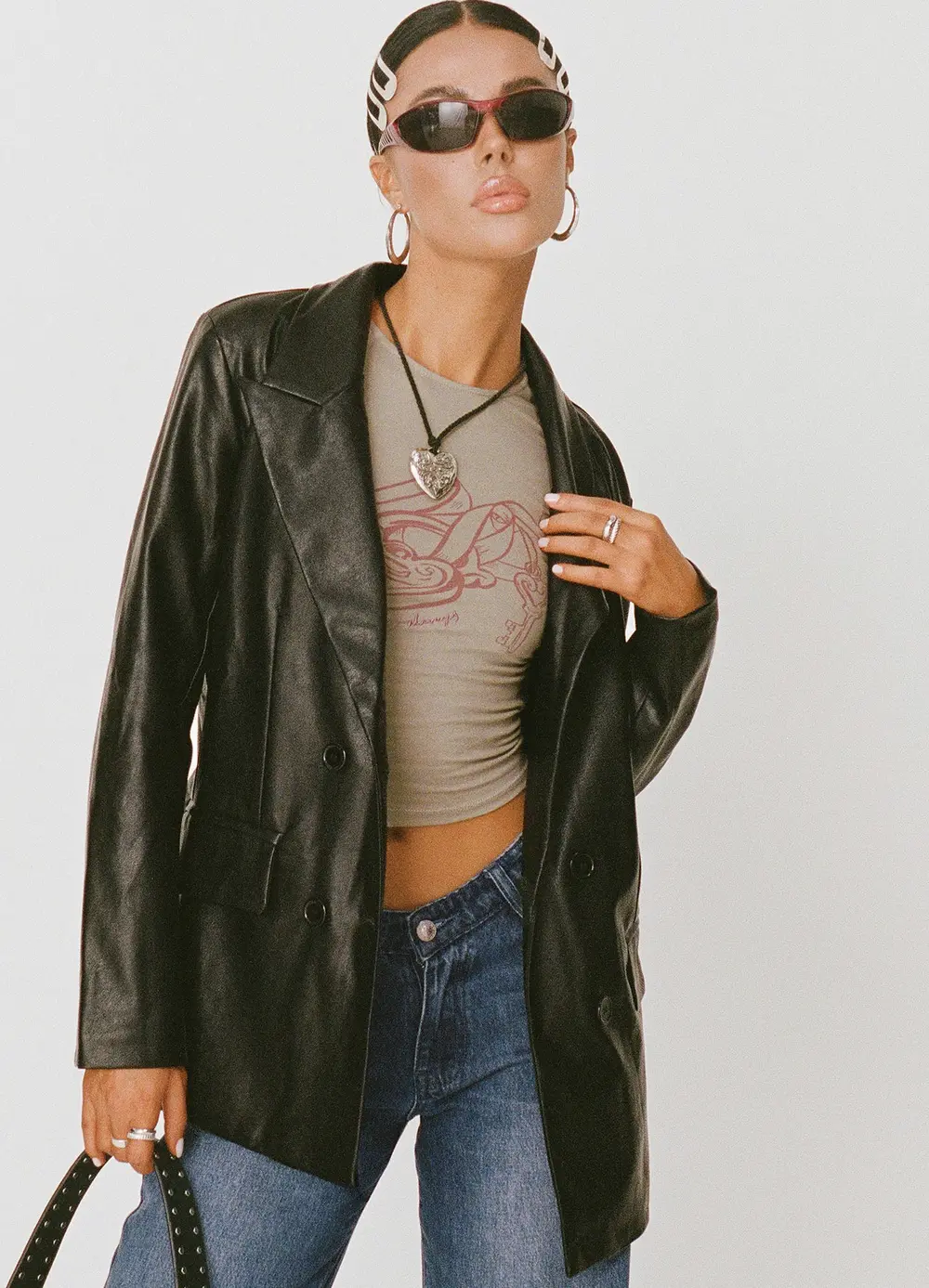 Ellen Faux Leather Blazer