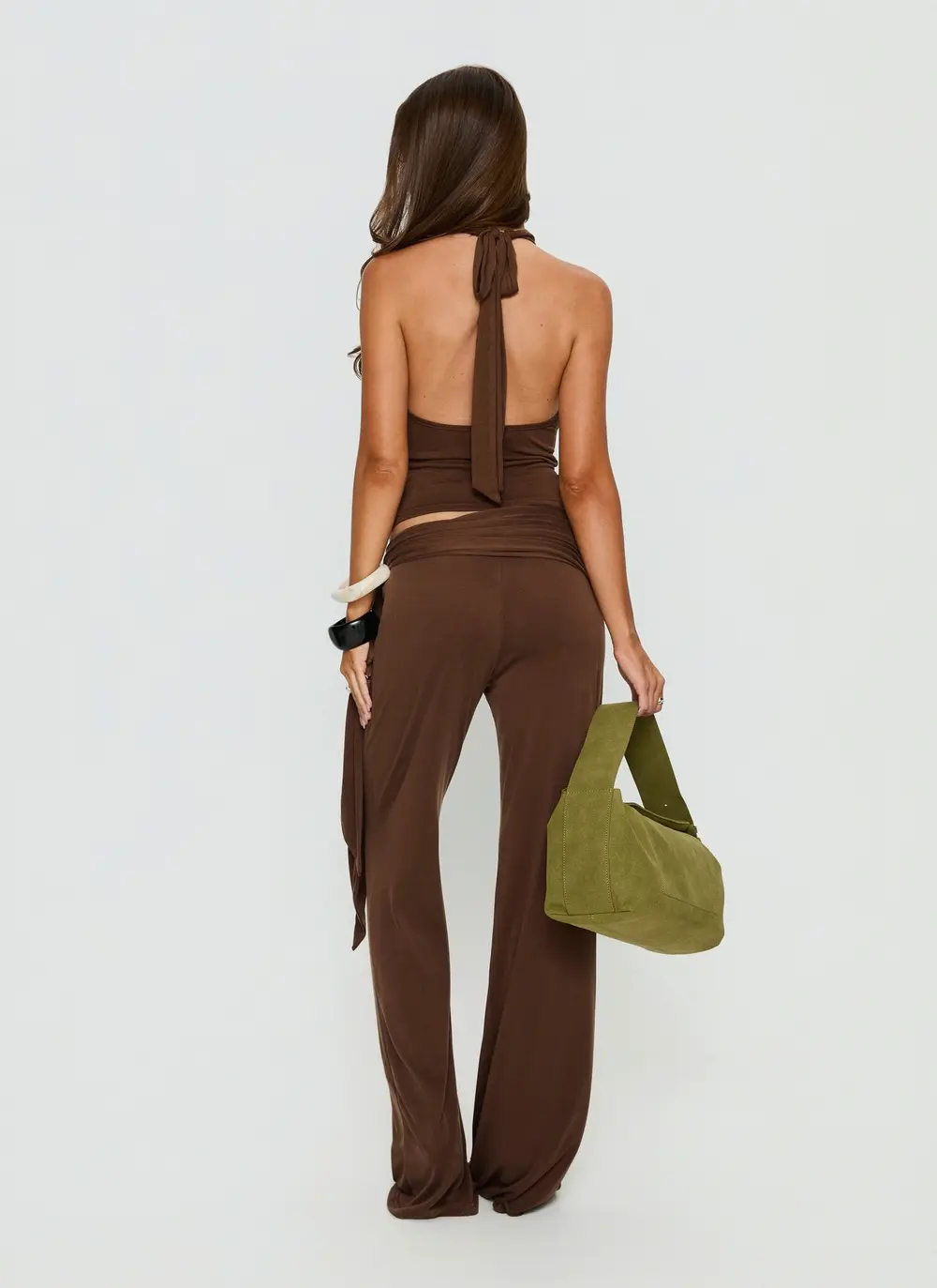 Katiana Wrap Jersey Pants Brown