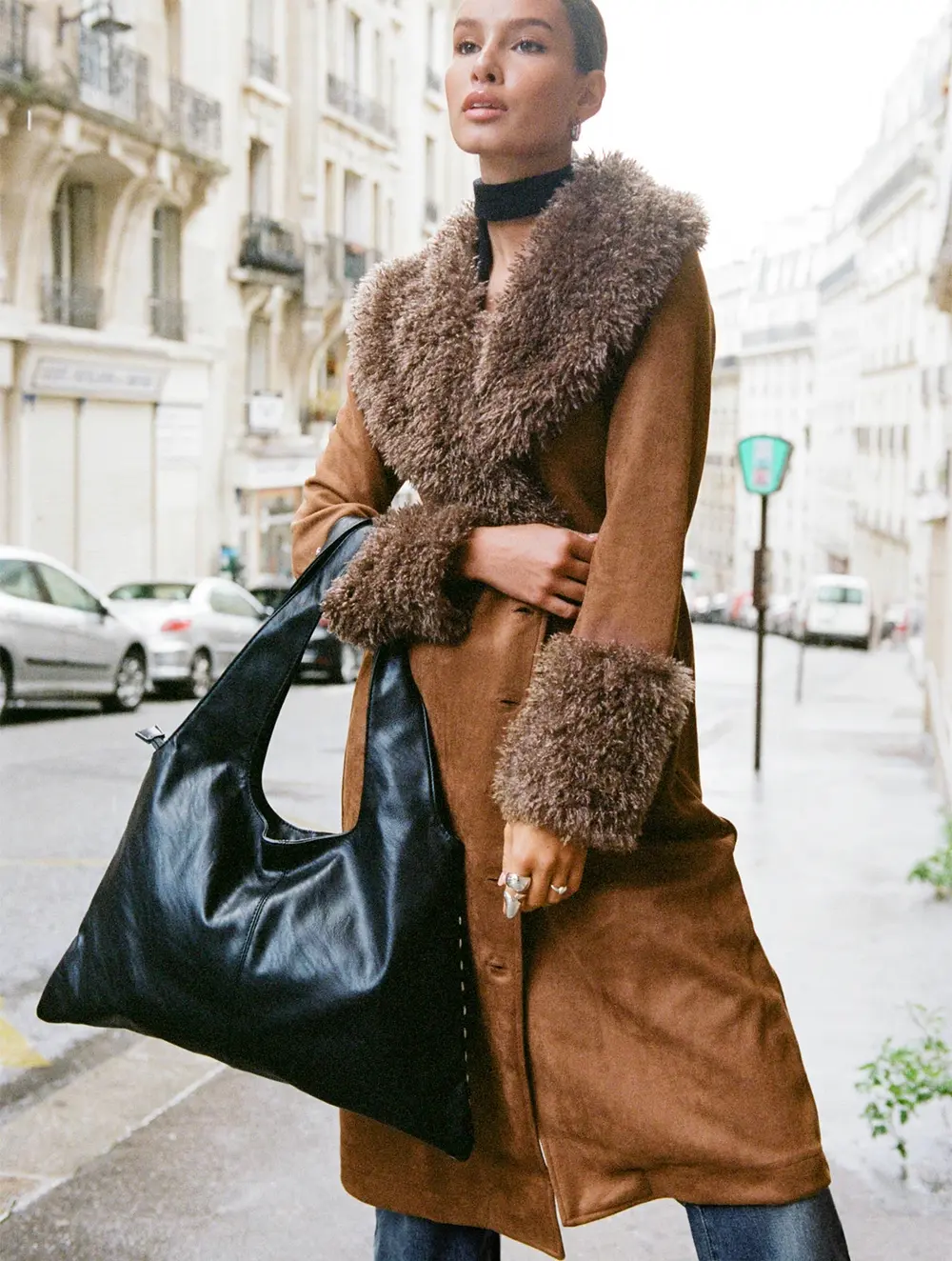 After Party Shearling Jacket Brown