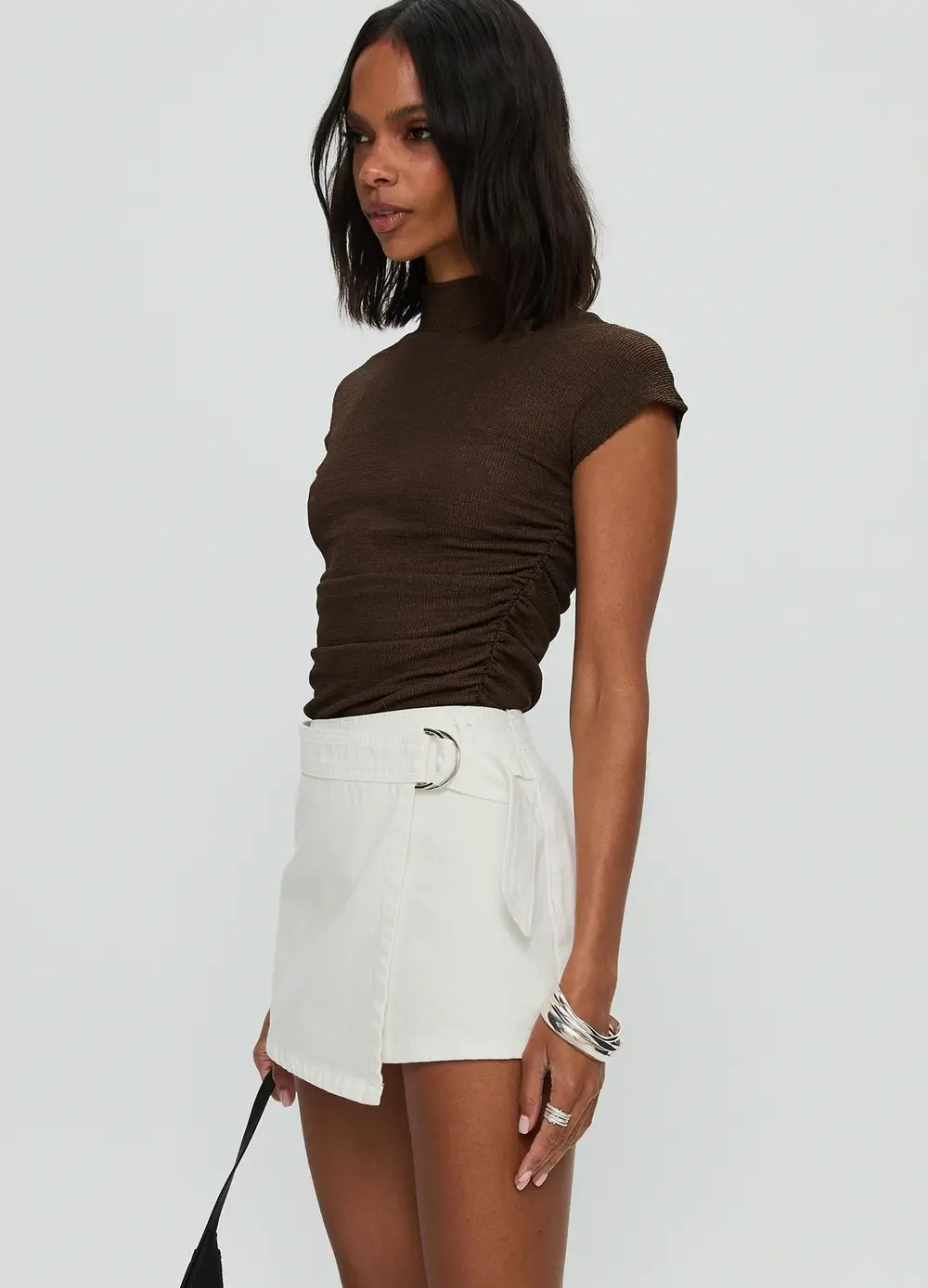 Elinora Wrap Mini Skirt White