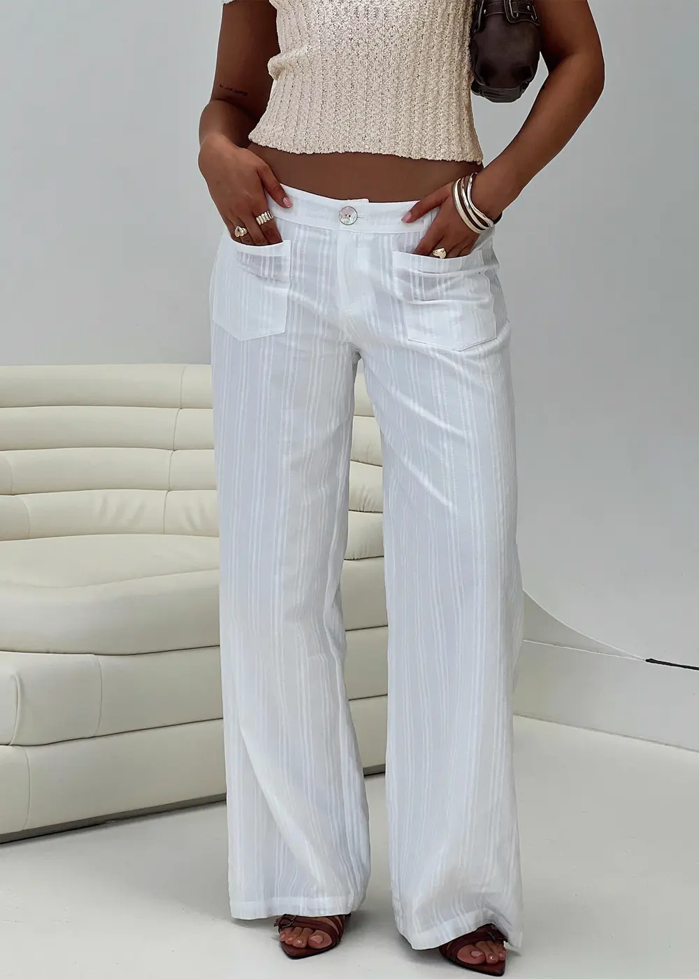 Vendi Low Rise Pant White