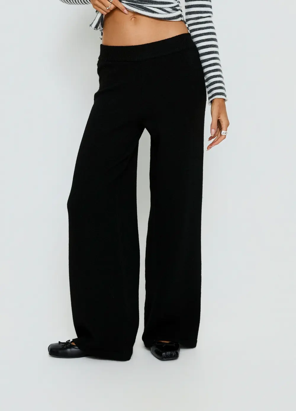 Bekki Wide Leg Knit Pant Black