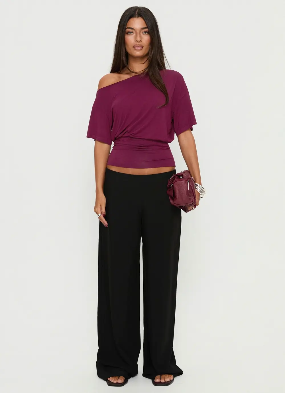 Khane Low Rise Wide Leg Pant Black