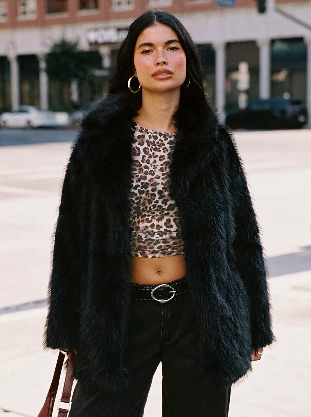 Super Trouper Faux Fur Jacket Black