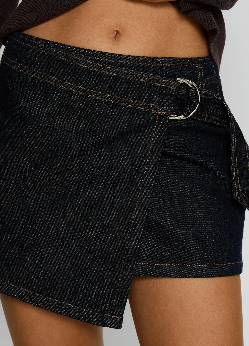 Elinora Wrap Mini Skirt Raw Denim