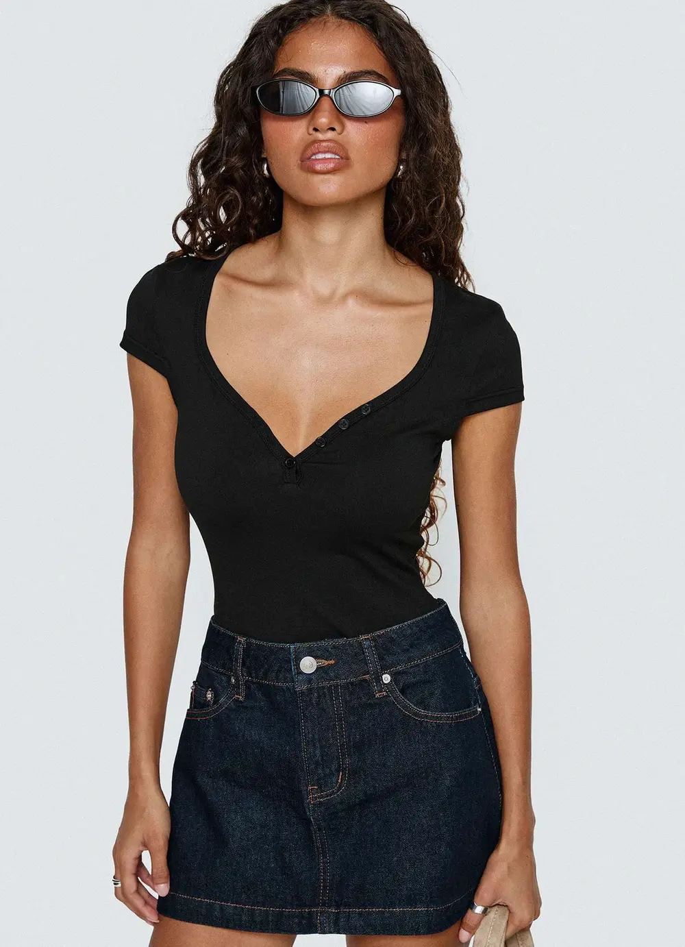 Nicolina Low Rise Denim Mini Skirt Raw Denim