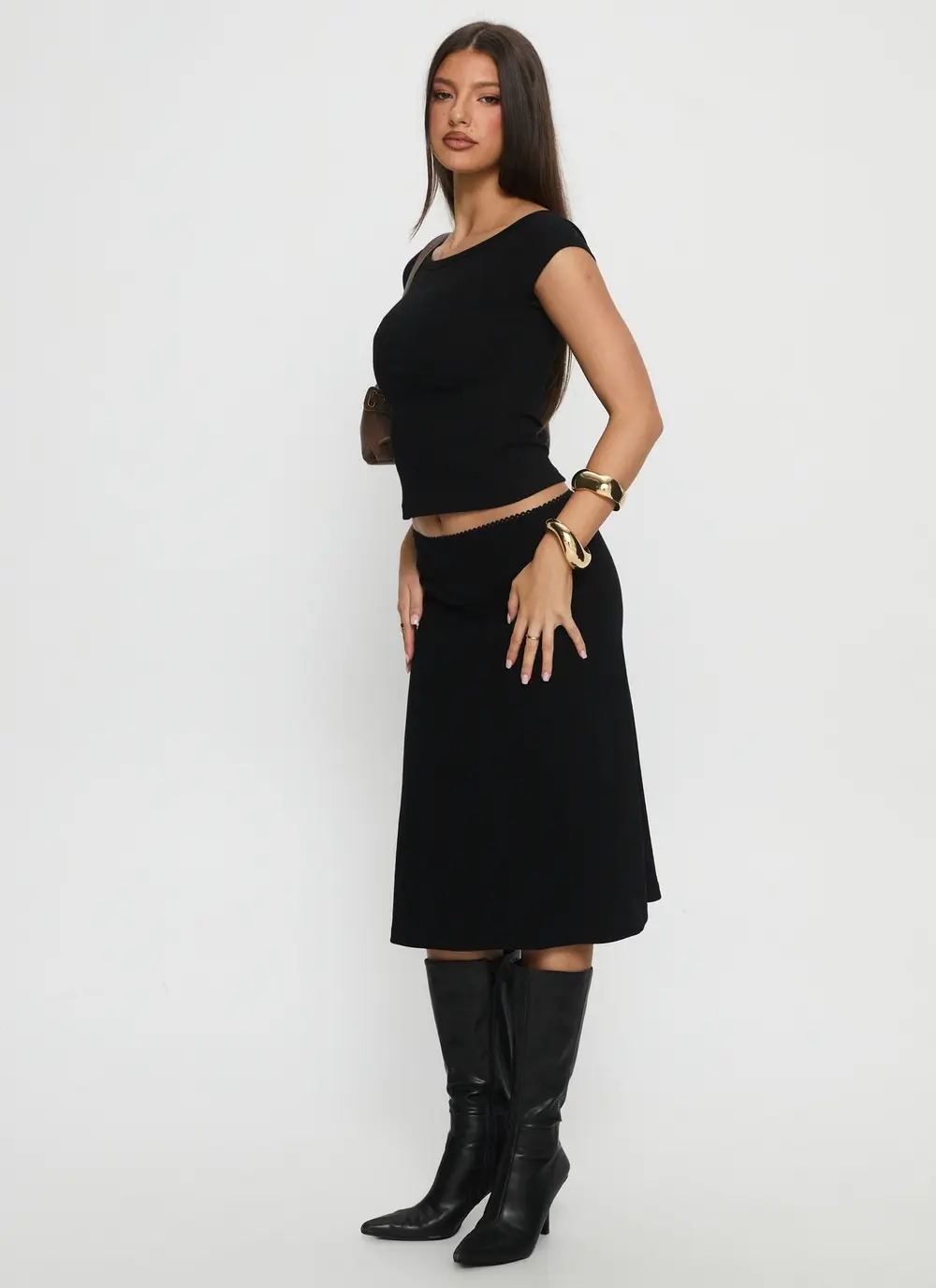 Baseline Rib Midi Skirt Black