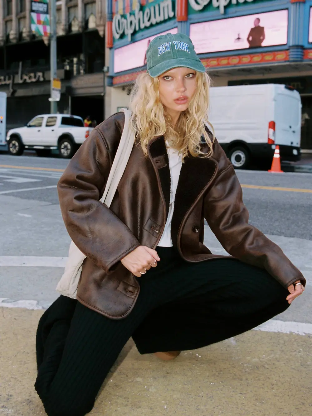 Nunez Faux Leather Jacket Washed Brown / Black