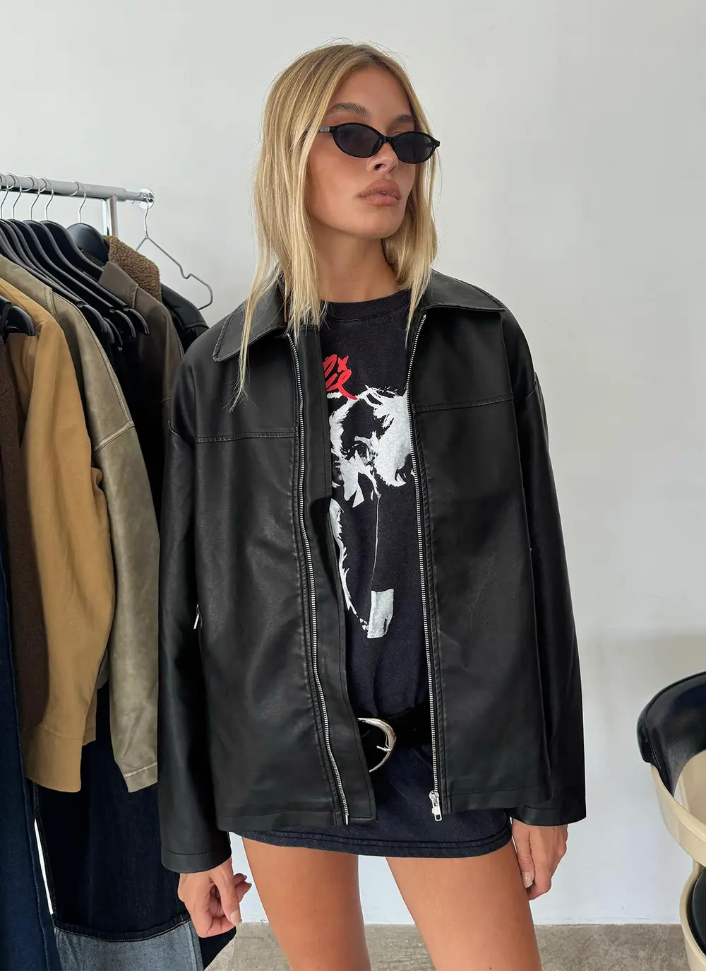 Napoleon Faux Leather Jacket Black