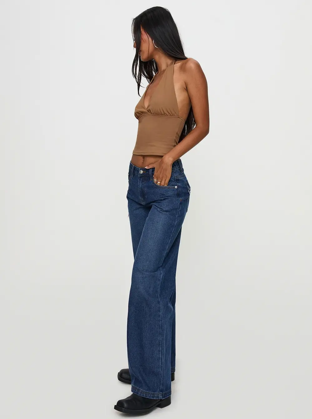Everlong Mid Rise Wide Leg Jeans Dark Blue Wash