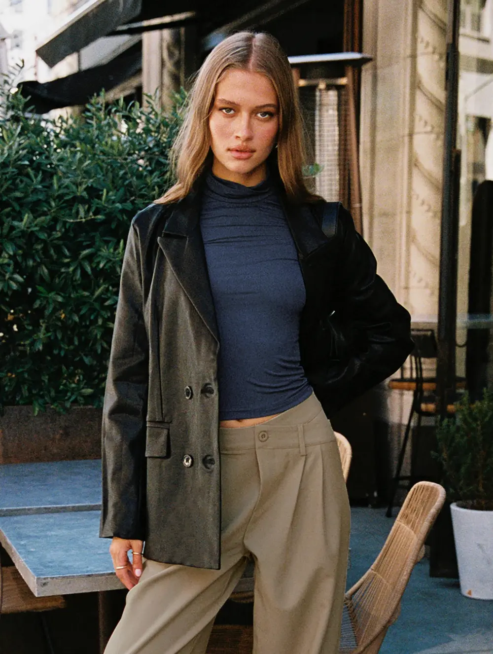 Ellen Faux Leather Blazer