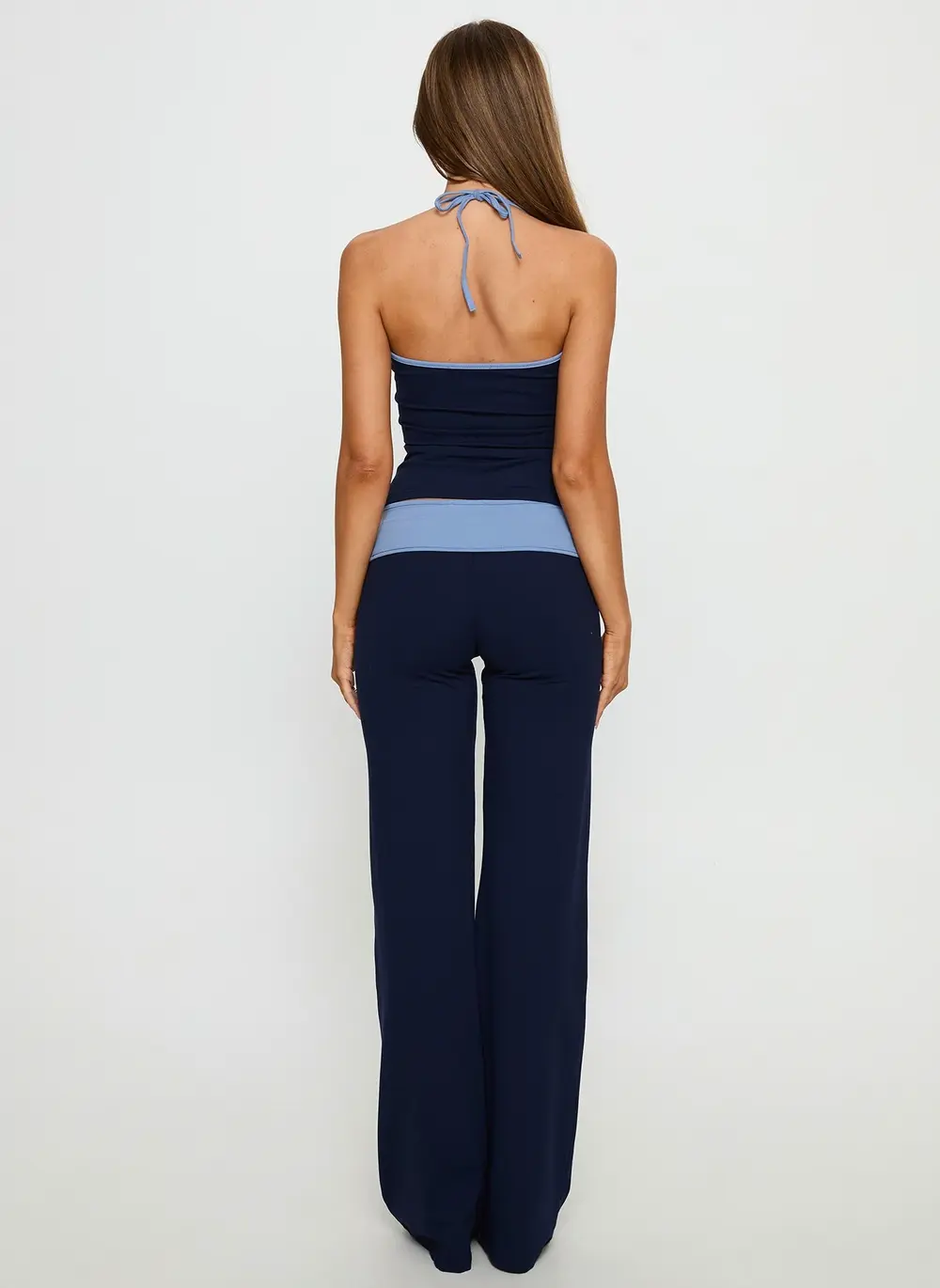 Kobee Jersey Flare Pants Navy / Light Blue