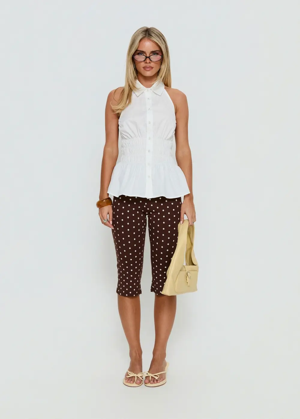 Samaira Capri Pant Brown Polka Dot