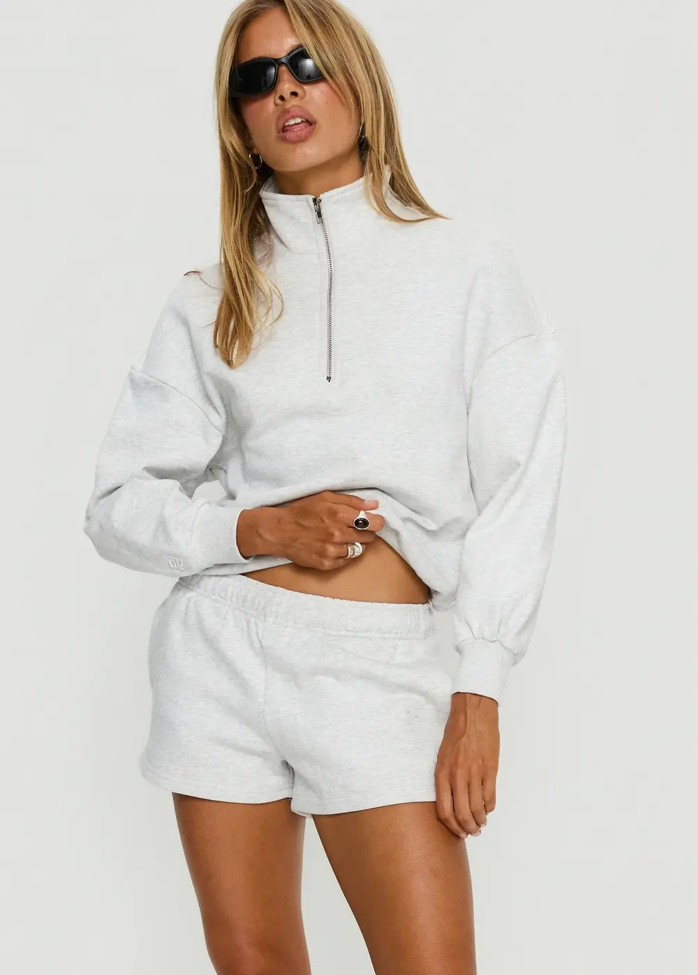 Haelie Fleece Shorts Grey Marle