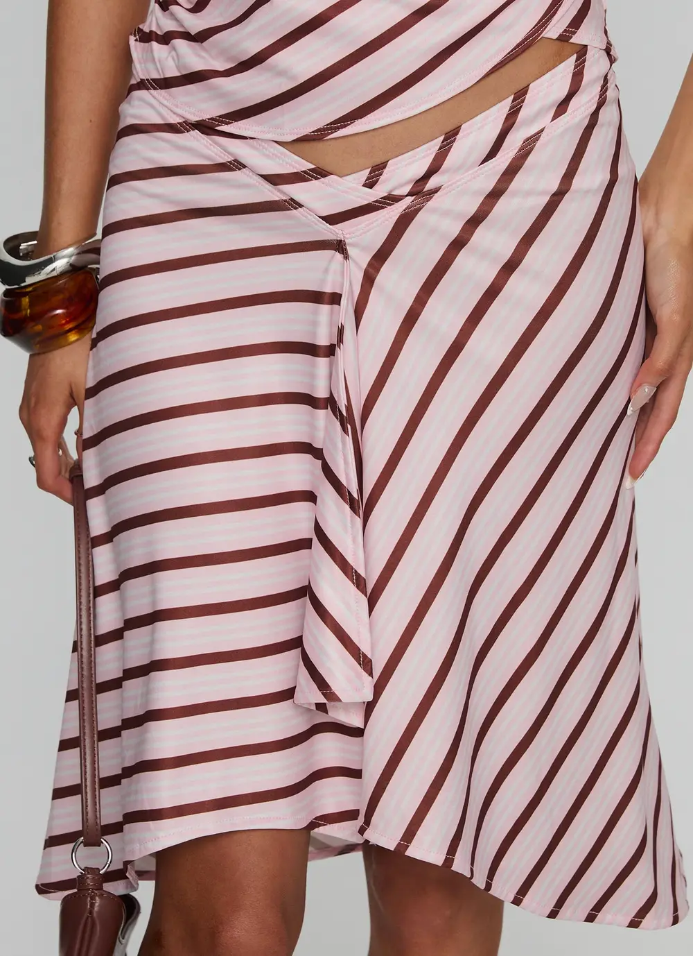 Esmeray Midi Skirt Pink Stripe