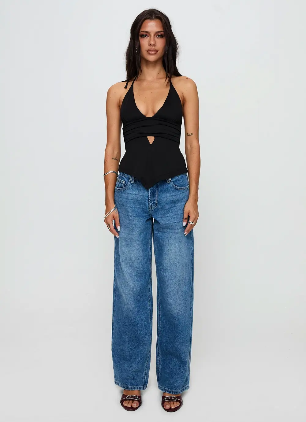 Serenitia Mid Rise Relaxed Jeans Mid Blue Wash