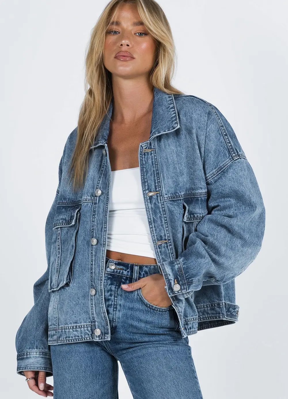 Kier Oversized Jacket Denim Mid Wash