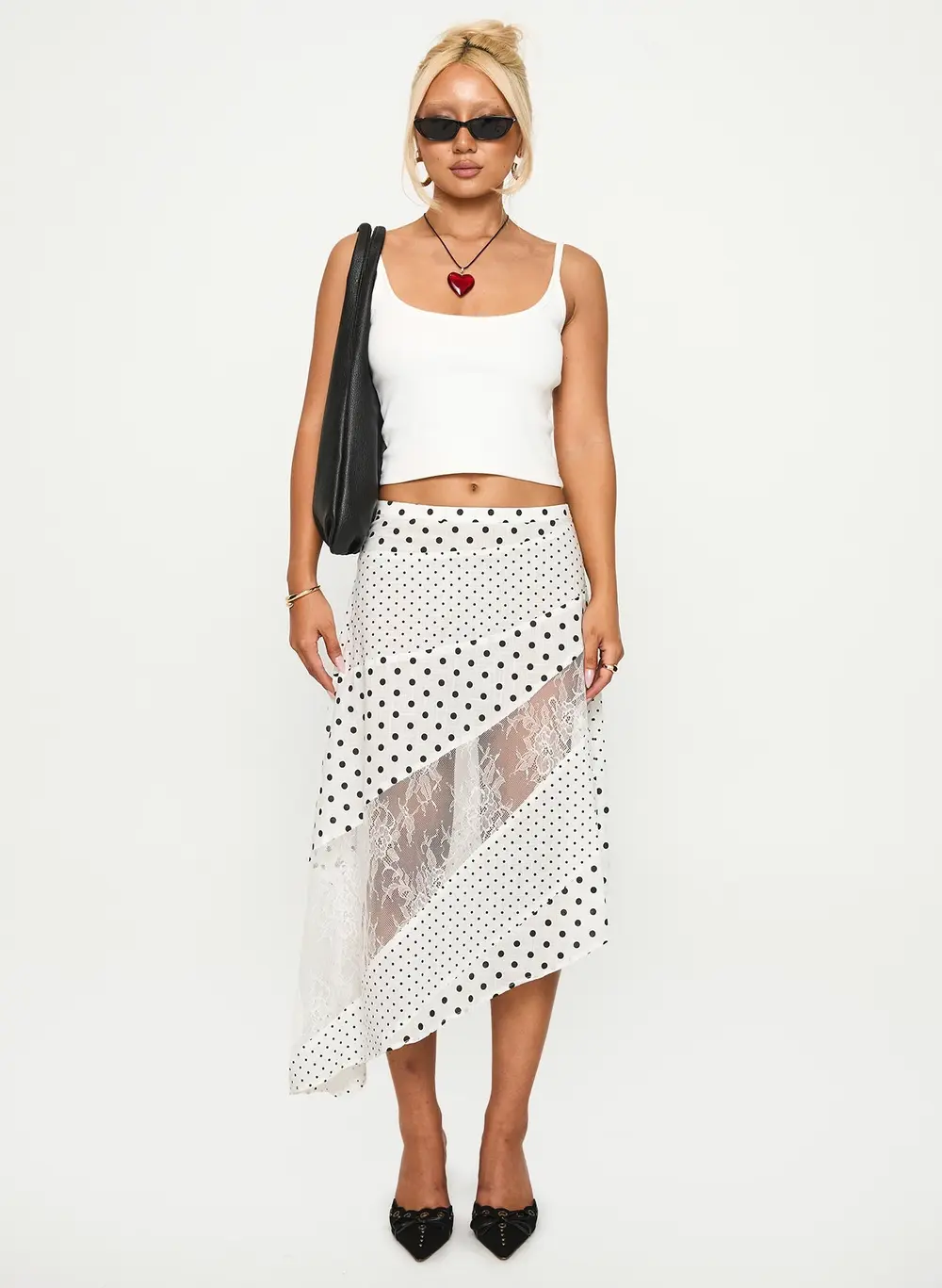 Rennar Maxi Skirt White / Polka Dot Petite