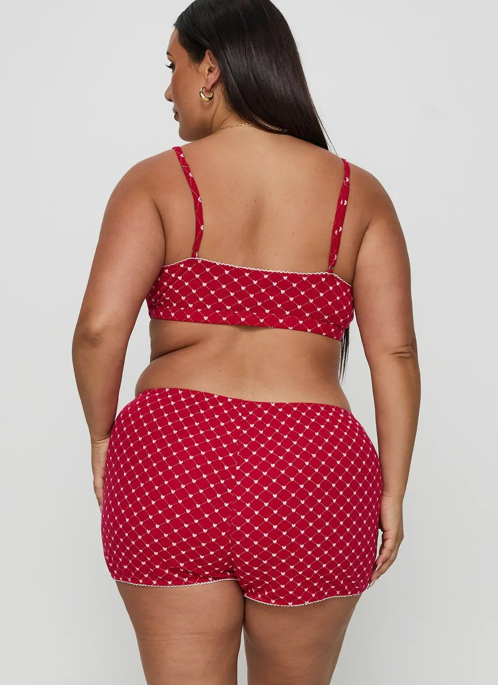 Slow Start Pointelle Sleep Short Red Curve