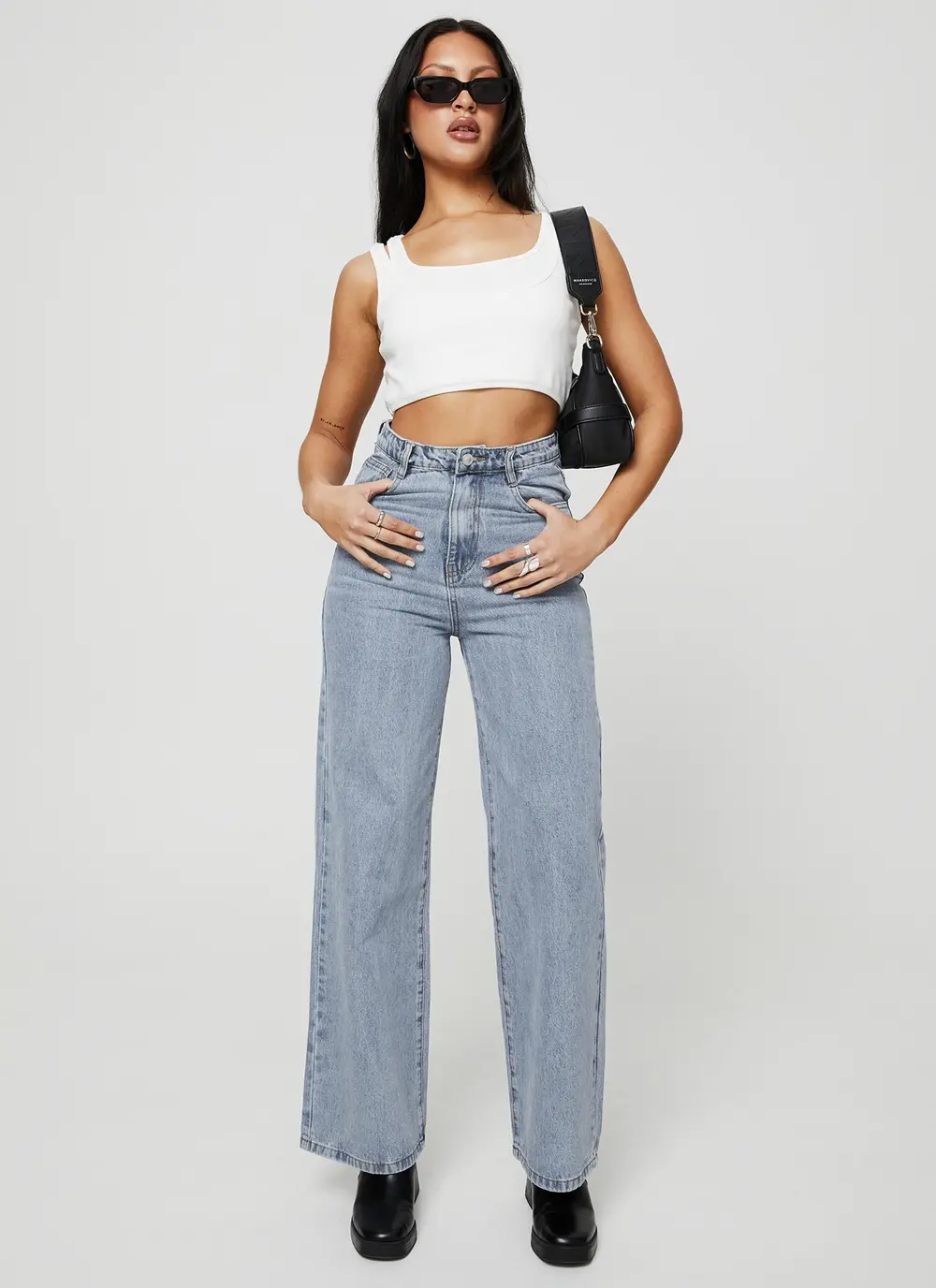 Nicolo High Rise Straight Leg Jeans Light Blue Wash