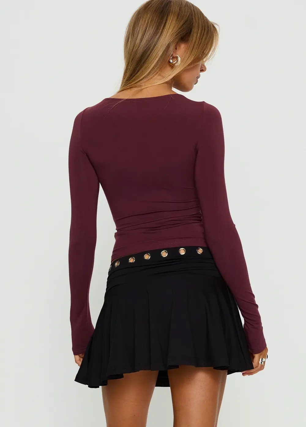 Amryn Eyelet Mini Skirt Black