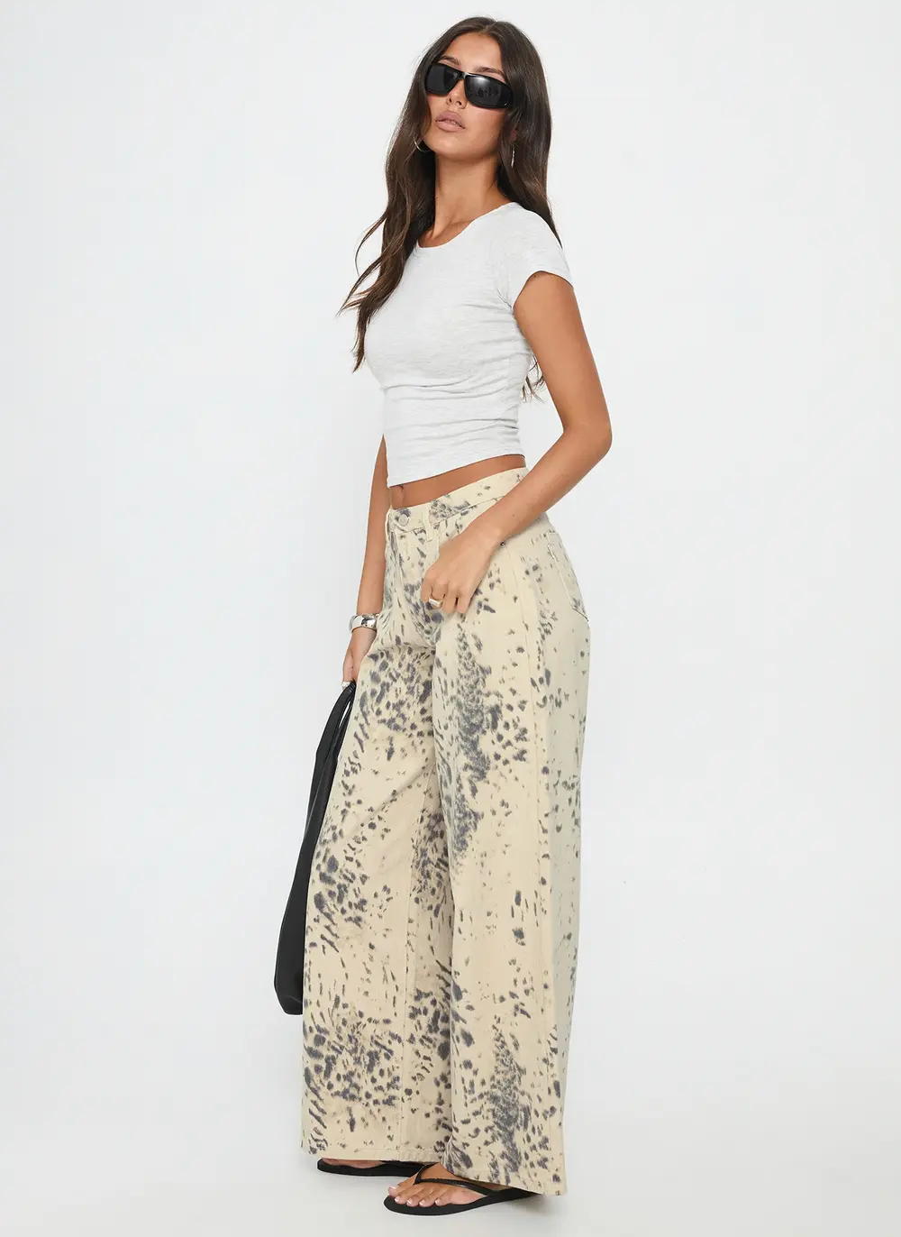Naylor Mid Rise Wide Leg Jeans Animal Spot