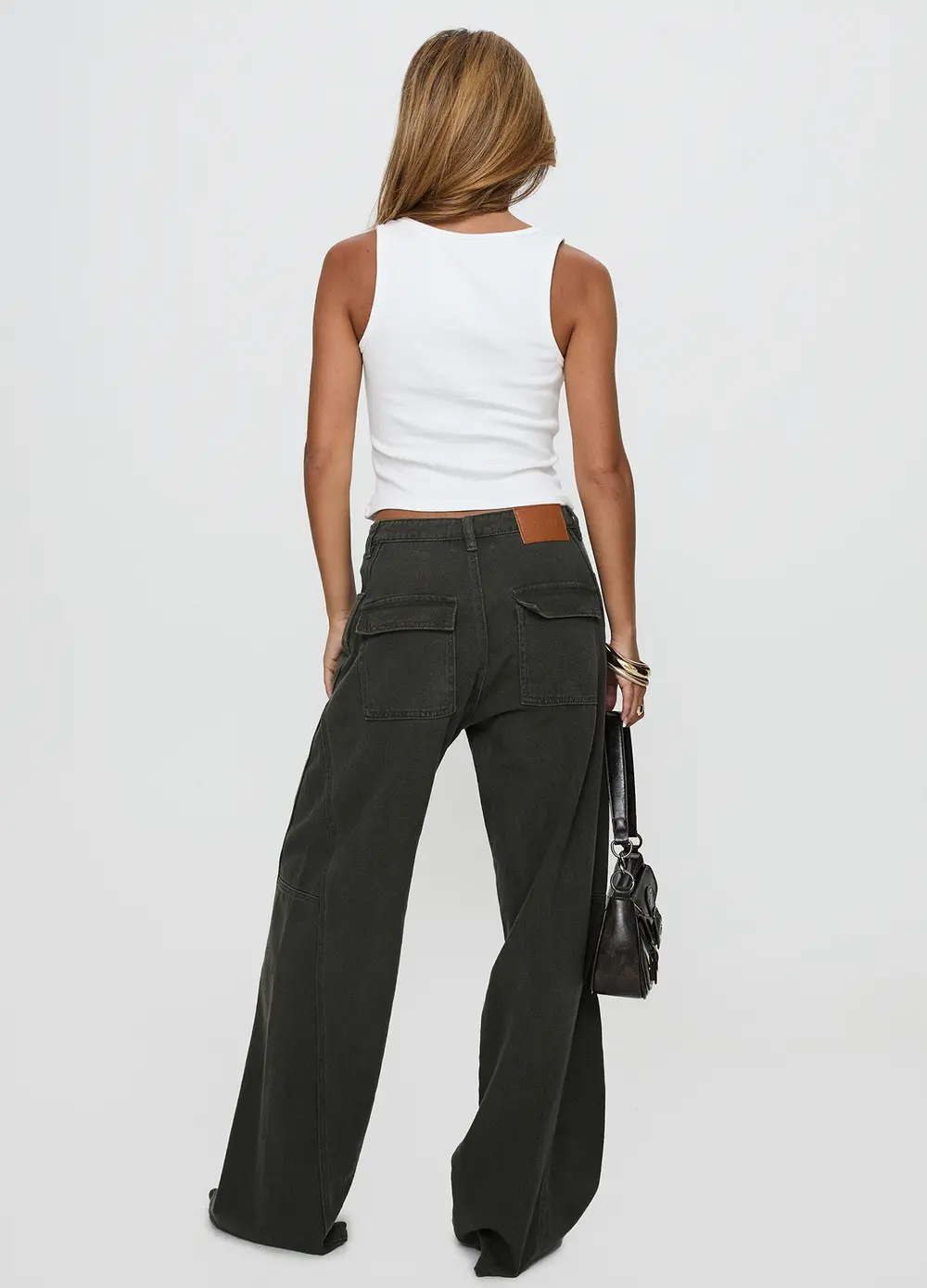 Bruiser Tie Waist Mid Rise Wide Leg Jeans Green